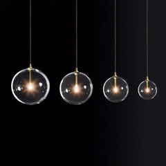 Clear Glass Globe LED Pendant Light in Nordic-Style Gold Metal - Golden Atelier