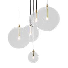 Clear Glass Globe LED Pendant Light in Nordic-Style Gold Metal - Golden Atelier