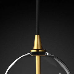 Clear Glass Globe LED Pendant Light in Nordic-Style Gold Metal - Golden Atelier