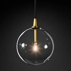 Clear Glass Globe LED Pendant Light in Nordic-Style Gold Metal - Golden Atelier