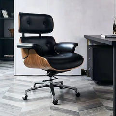 Comfortable Rotating Boss Chair in Genuine Leather - Golden Atelier