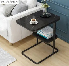 Creative Iron Frame Small Tea Table with One Shelf for Living Room Sofa Corner - Golden Atelier