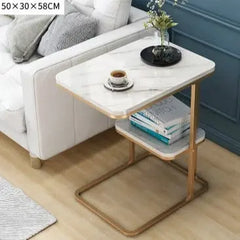 Creative Iron Frame Small Tea Table with One Shelf for Living Room Sofa Corner - Golden Atelier