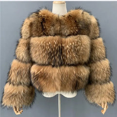 Faux Fur Thick Cropped Jacket - Golden Atelier