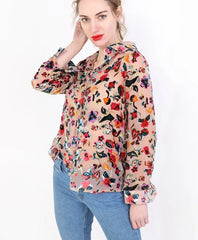 Floral Print Front Buttons Shirt Top - Golden Atelier