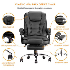 Executive Computer Chair w/Footrest, High Back, and Adjustable Height - Golden Atelier