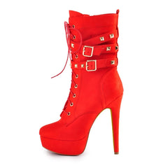 Buckle Strap Platform Stiletto Boots