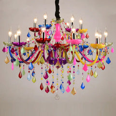 Close-up of the chandelier, showcasing the colorful crystals and intricate design. Golden Atelier 4