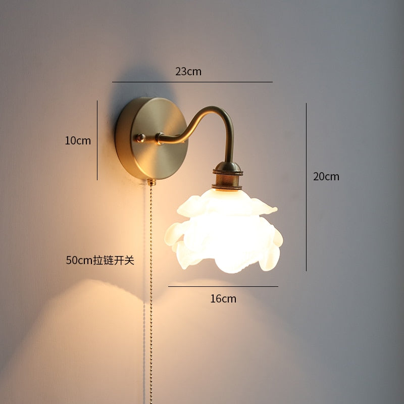 Modern Glass LED Bathroom Mirror Light Pull Chain Switch