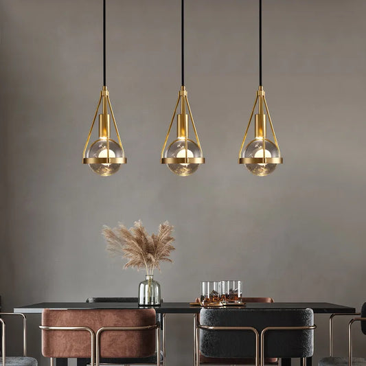 Copper Crystal Island Lighting Dining room Suspension luminaire - Golden Atelier