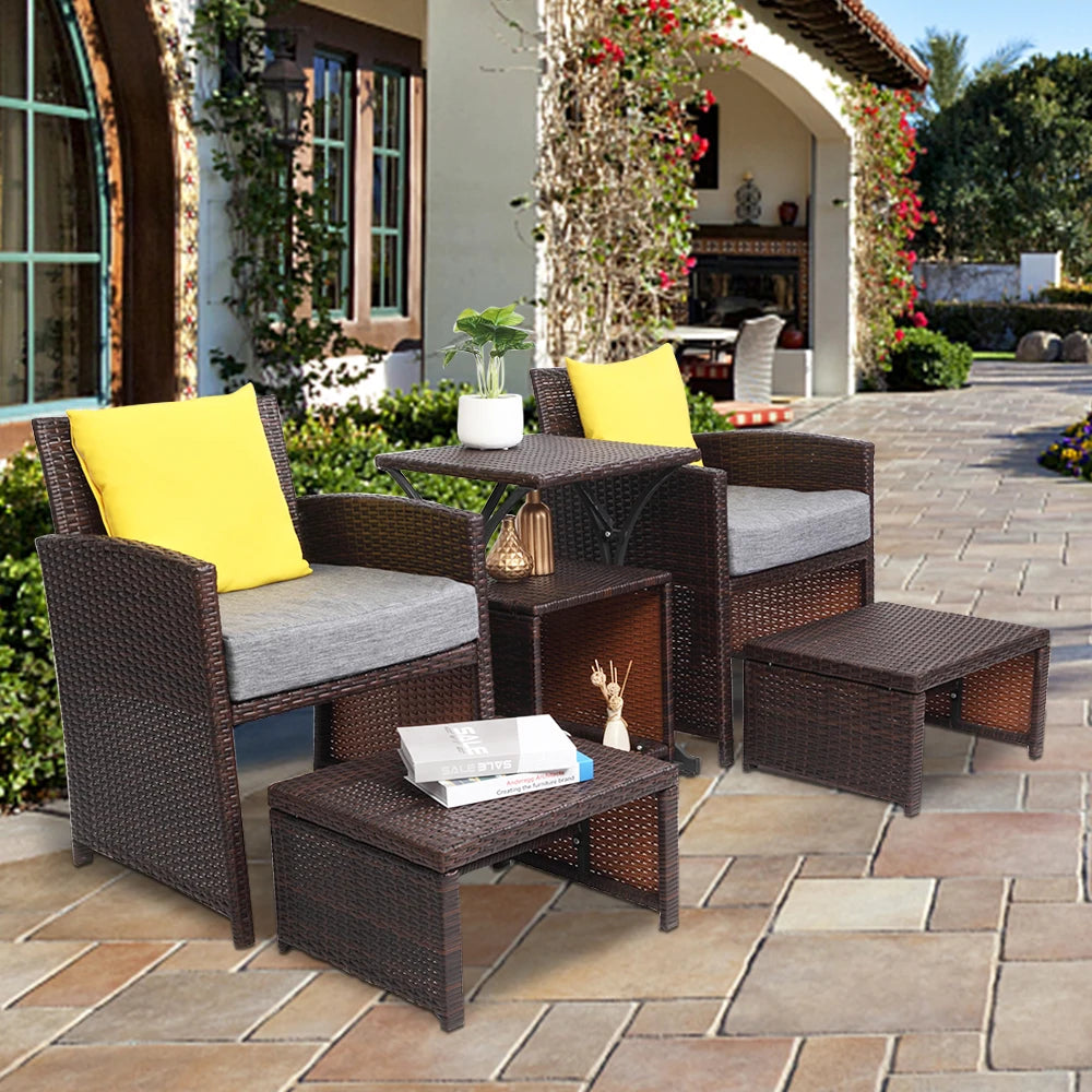 Rattan Chairs High Table Storage Table Outdoor Furniture Set