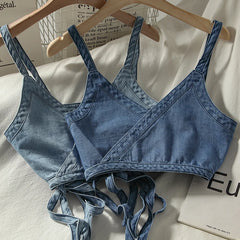 Camisole Strap Denim Vest Crop Top For Women