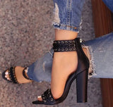 Women Platform Zipper Peep Toe High Heel Shoes