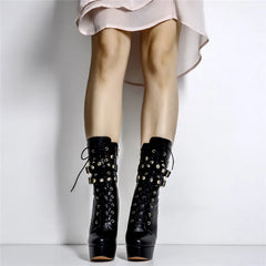 Buckle Strap Platform Stiletto Boots