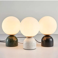 Marble Round Glass Table Light For Bedroom