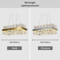 Modern Round/Rectangle Crystal Chrome LED Chandelier