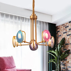 Two Tier Agate Post-Modern Art Decor Colorful Chandelier