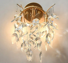 Ceiling light fixture with crystal design on a neutral background