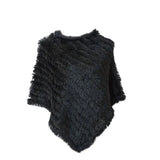 Knitted Natural Fur Poncho Wrap Coat Shawl Lady Scarf