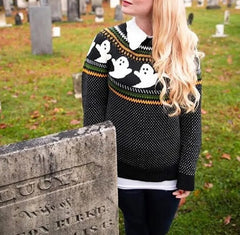Gothic Ghost Pattern Loose Long Sleeves Pullover