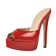 Platform Stiletto Peep Toe Mules Sandals