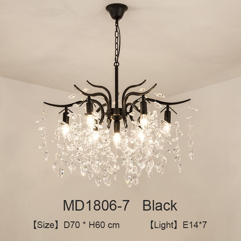 LED CrystalGold Black Chandelier Luxury Lighting