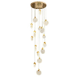 Golden Round Crystal LED Chandelier Duplex Hanging Lamp