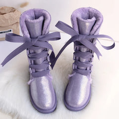 Knee-High Lace-up Snow Boots