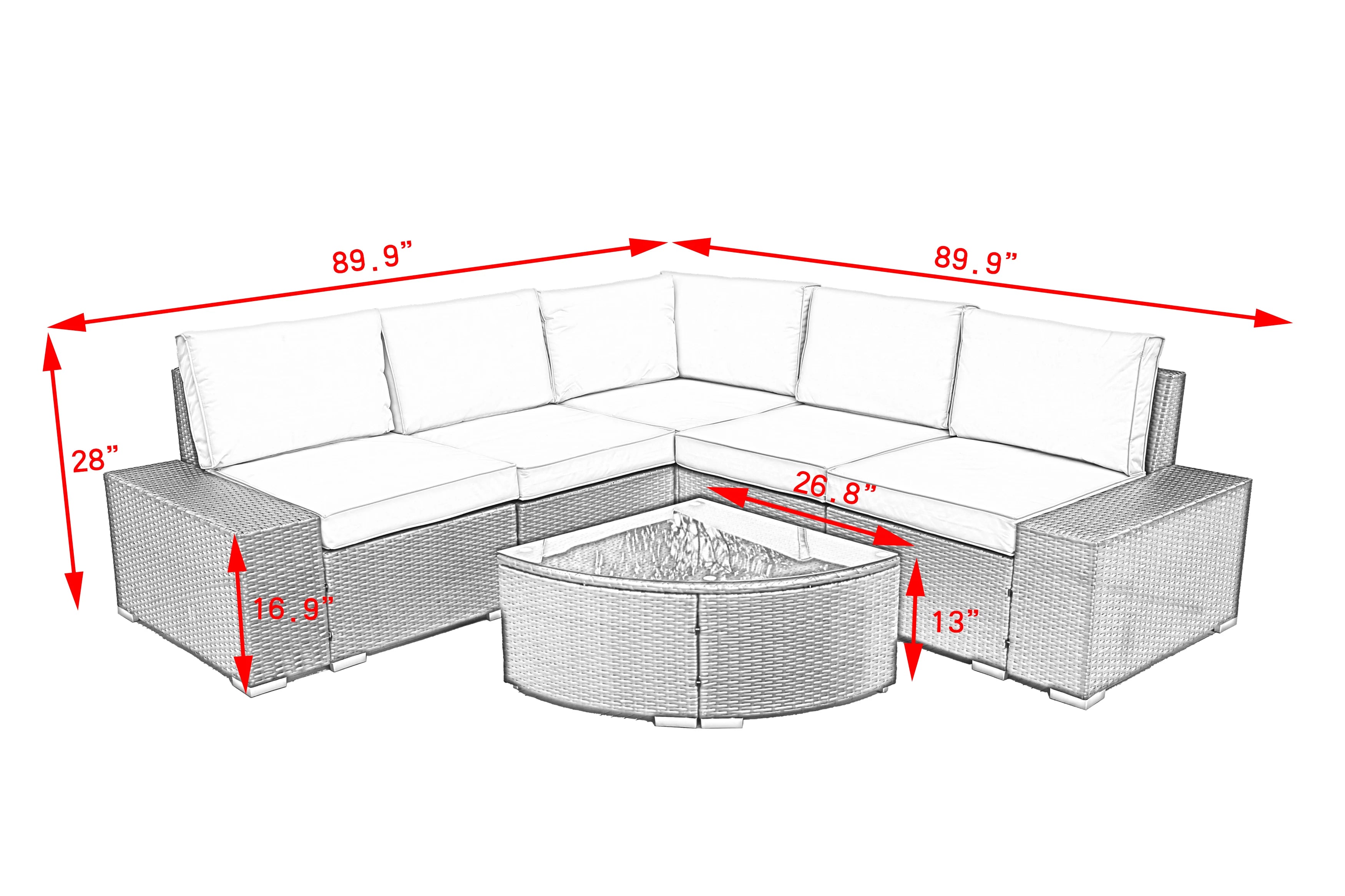 Outdoor Patio Rattan Wicker Furniture 6 Pcs Set