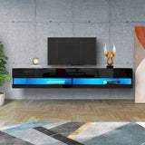 180CM Wall Mounted Floating 80 Inch TV Stand with 20 Color LEDs