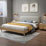 1.8m Double Ash Wood Bed Simple Soft Backrest Solid Wood Bed