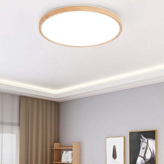 LED Wood Grain Golden One Light with 3 Colors Surface Ceiling Lamp