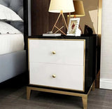 Stainess Steel Frame Nightstand with Metal Table Legs and Storage