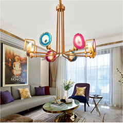 Two Tier Agate Post-Modern Art Decor Colorful Chandelier