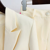 Women's Star Style Single Button Color Block Blazer Flare Pants Suit