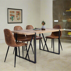 Rectangular Steel and Oak Wood Dining Table