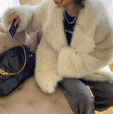 Lapel Fur Coat Long sleeve Loose Warm Shaggy Jacket 