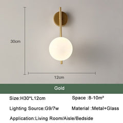 Glass Ball LED Wall Lighting Fixture with 7W G9 Bulb Wall Sconce 