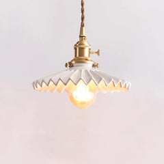 Ceramic Pendant Lights Wooden Copper Hanging Lamp