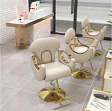 Barber Chair Hydraulic Tilting Salon Chair Golden Metal Furniture