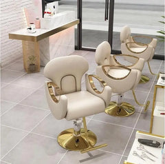 Barbar Chair Hydraulic Tilting Salon Chair Golden Metal Furniture