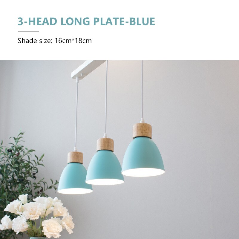 E27 Creative Wooden Bedside Lights 3 Heads Pendant Lamps