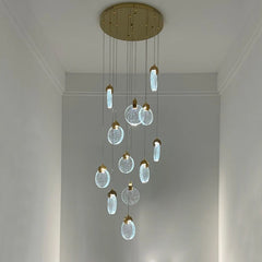 Golden Round Crystal LED Chandelier Duplex Hanging Lamp