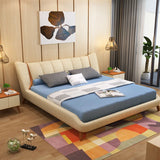 1.5 or 1.8 m Solid Wood Frame Fabric Soft Bed Bedroom Furniture