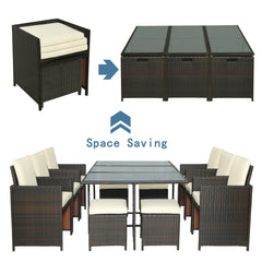 Outdoor Patio Rattan Wicker Dining Table Set