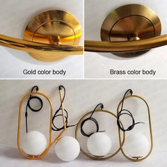 Modern Glass Ball Pendant Hoop Gold LED Hanging Lamp