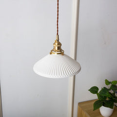 White Ceramic Brass Pendant Lights Fixtures