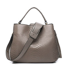  Women's PU Leather Phone Pocket Tassel Top-Handle Bag