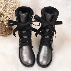 Knee-High Lace-up Snow Boots