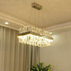 Modern Round/Rectangle Crystal Chrome LED Chandelier